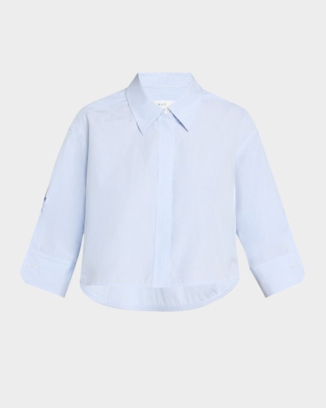 Maude High-Low Striped Cotton Shirt
